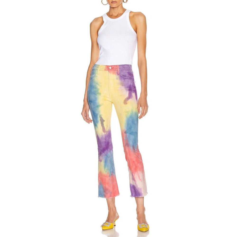 MOTHER Rainbow Tie-Dye High Rise Jeans